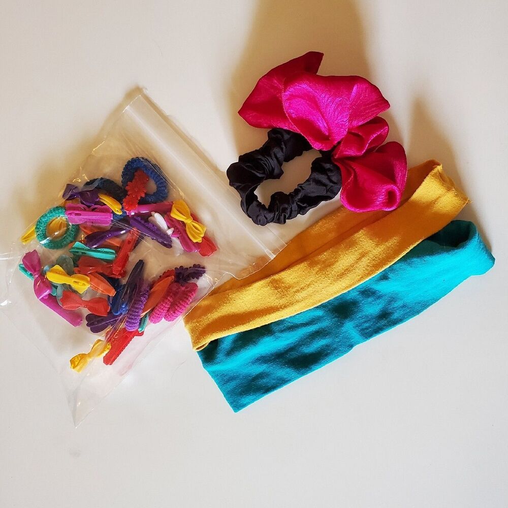80s/90s (37) Plastic Snap Barrettes & Elastics, 3 Headbands & Scrunchy